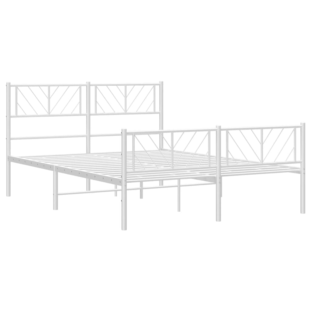 Bedframe met hoofd- en voeteneinde metaal wit 135x190 cm