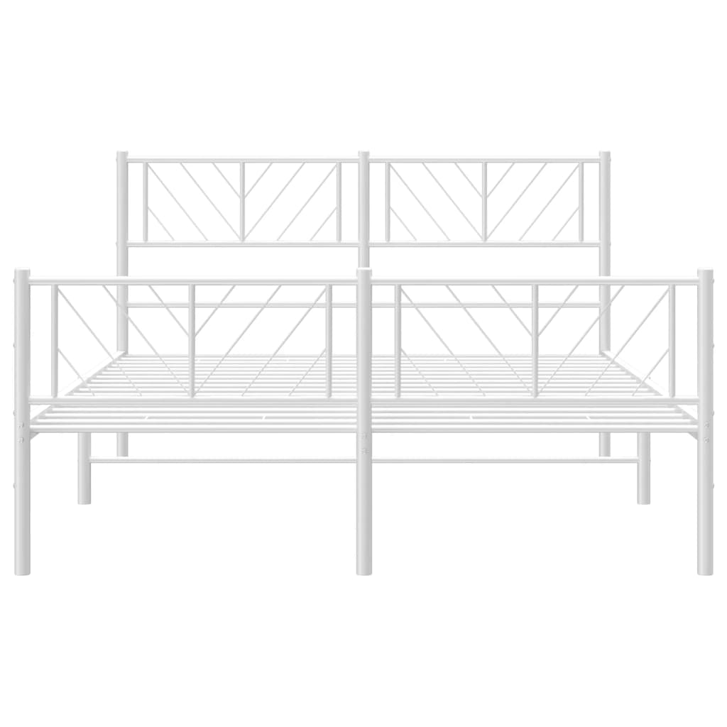 Bedframe met hoofd- en voeteneinde metaal wit 135x190 cm