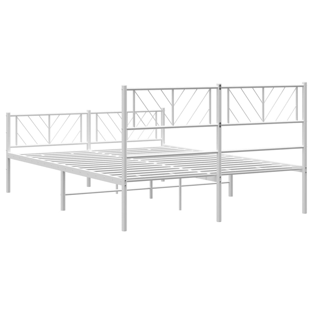 Bedframe met hoofd- en voeteneinde metaal wit 135x190 cm