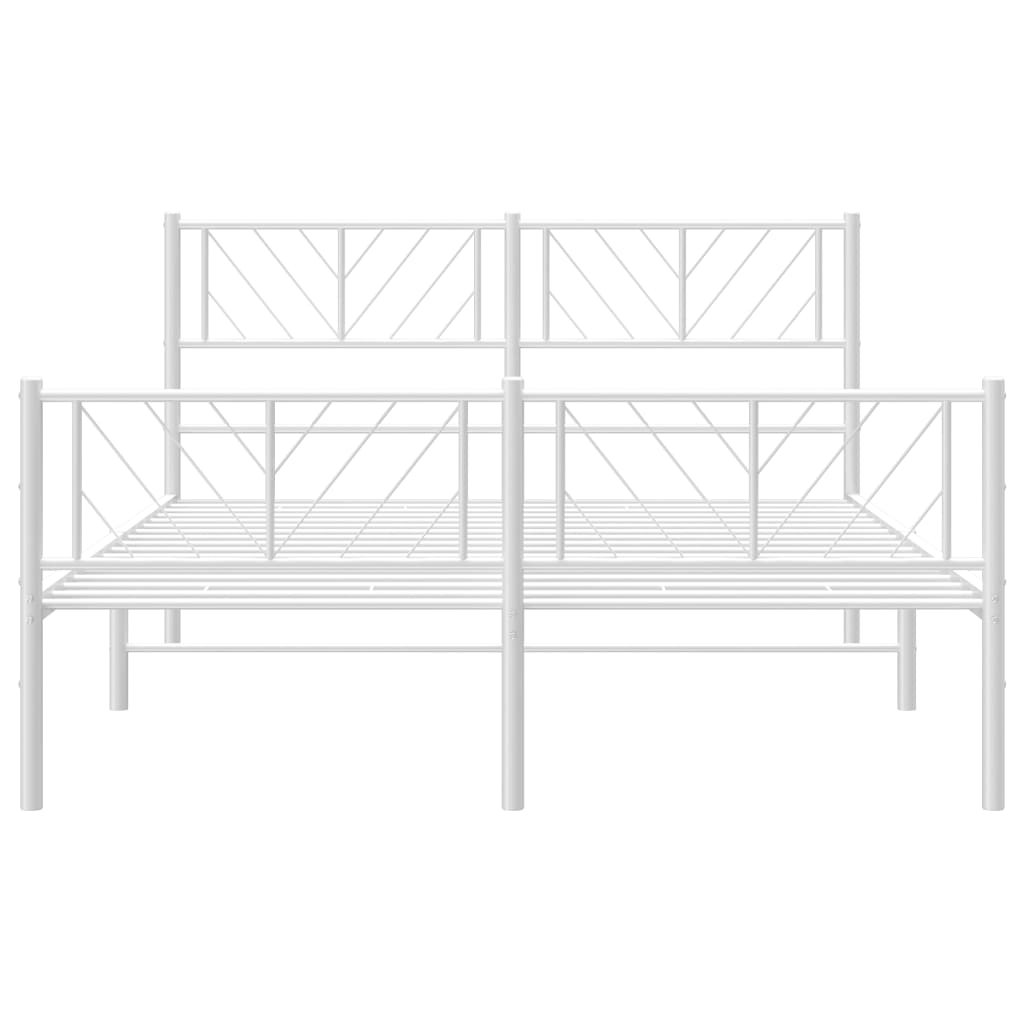 Bedframe met hoofd- en voeteneinde metaal wit 160x200 cm