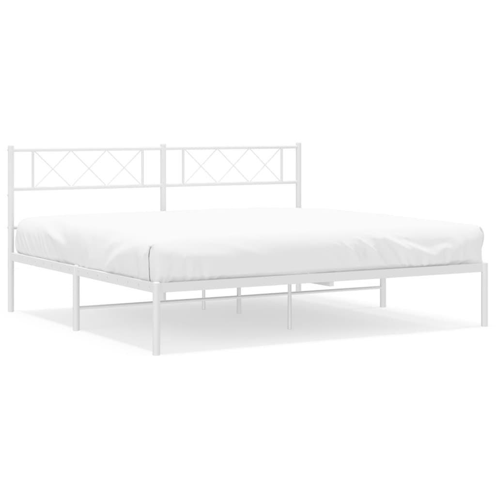 Bedframe met hoofdbord metaal wit 180x200 cm