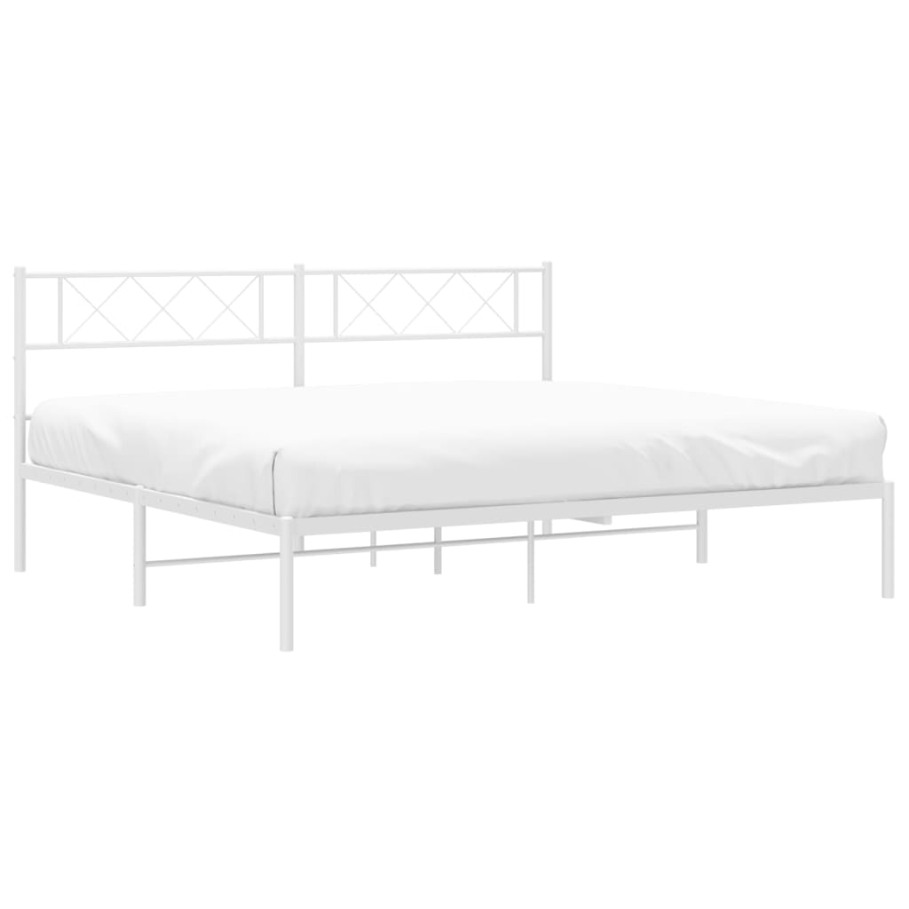 Bedframe met hoofdbord metaal wit 180x200 cm