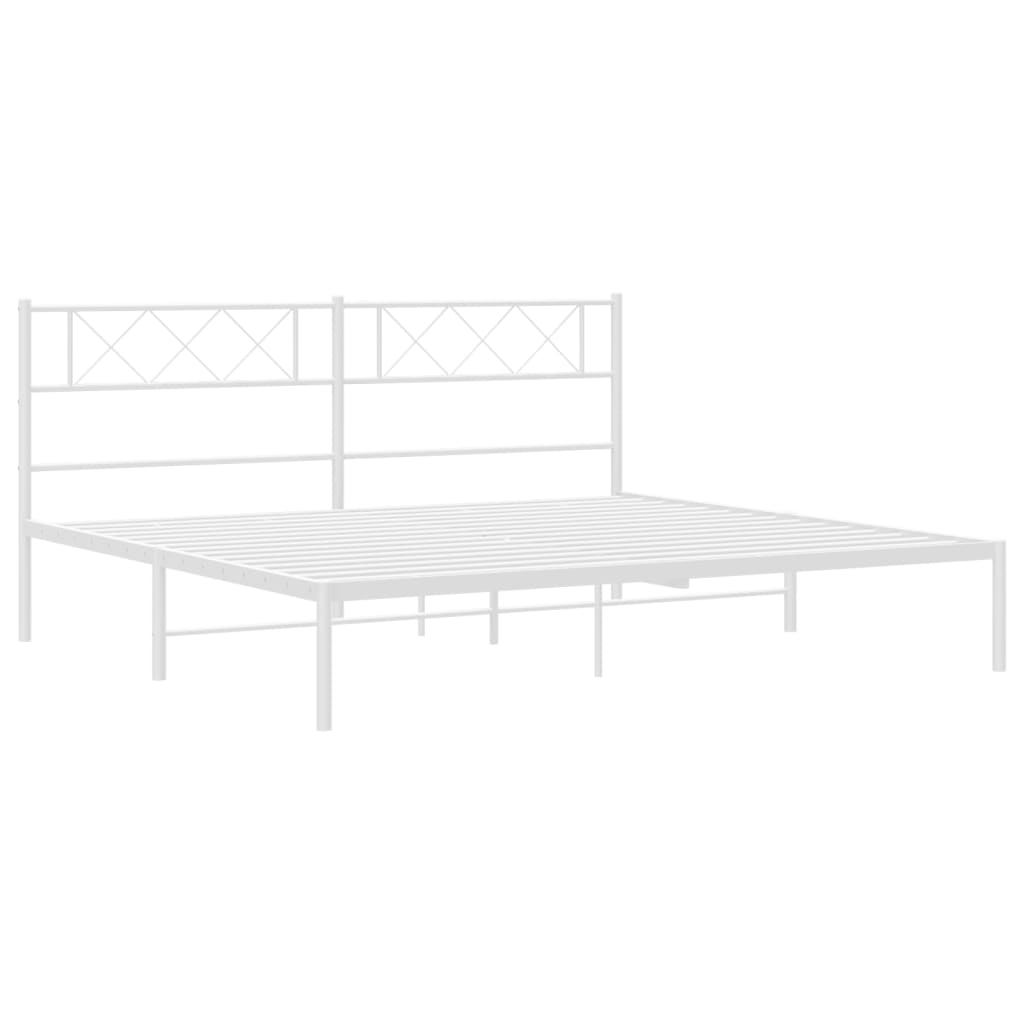 Bedframe met hoofdbord metaal wit 180x200 cm