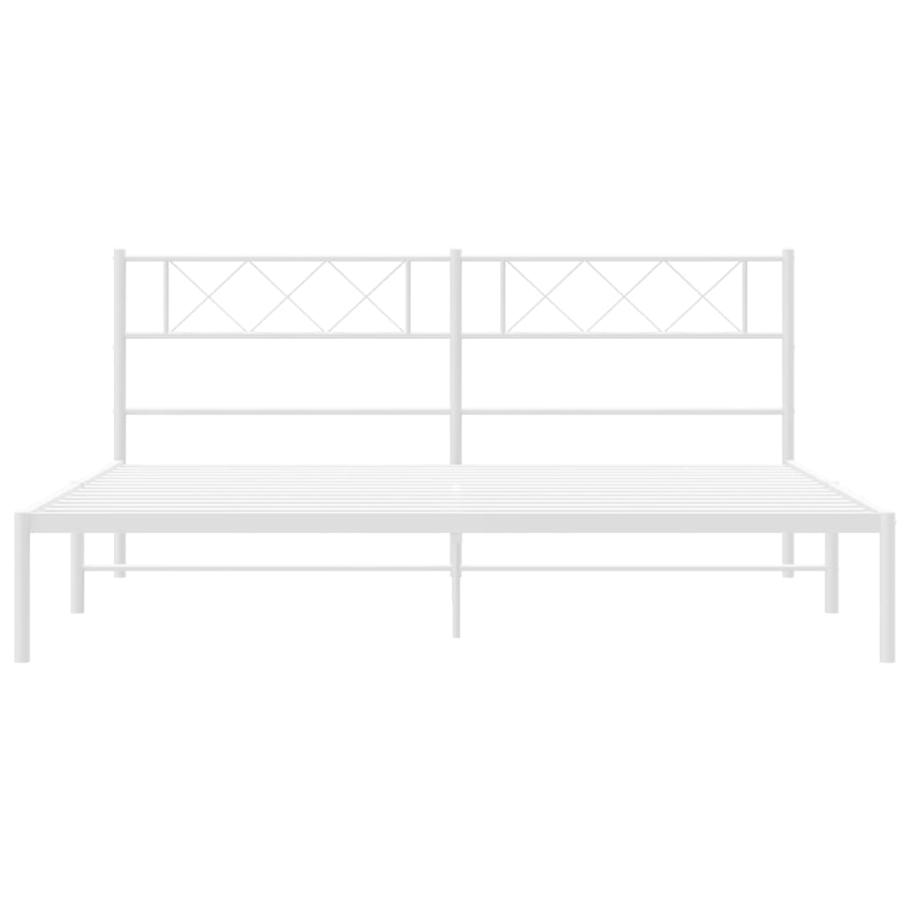 Bedframe met hoofdbord metaal wit 180x200 cm