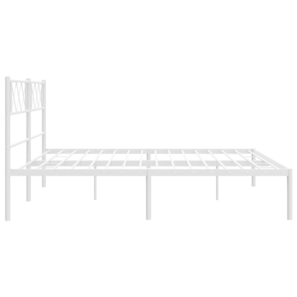 Bedframe met hoofdbord metaal wit 180x200 cm