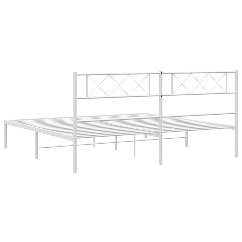 Bedframe met hoofdbord metaal wit 180x200 cm