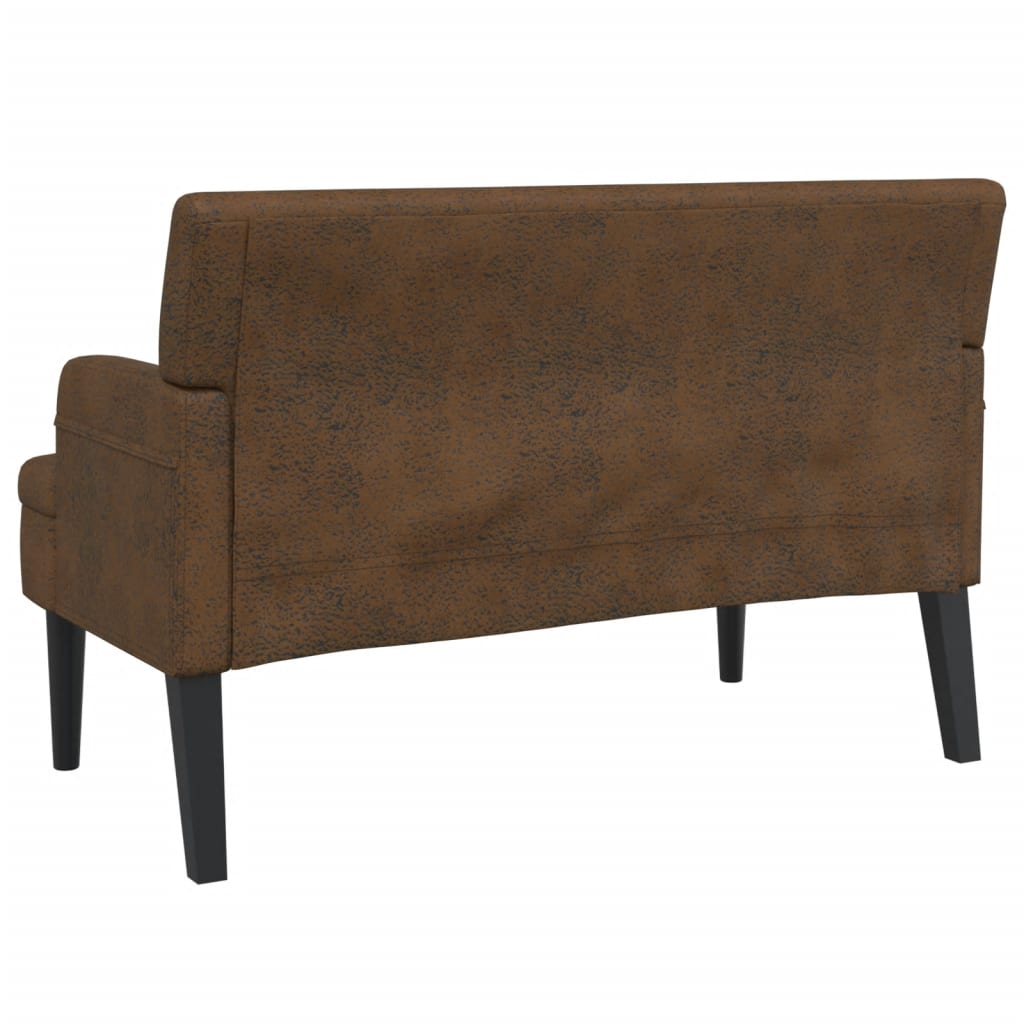 Bankje met rugleuning 112x65,5x75 cm kunstsuèdeleer bruin Bankjes | Creëer jouw Trendy Thuis | Gratis bezorgd & Retour | Trendy.nl