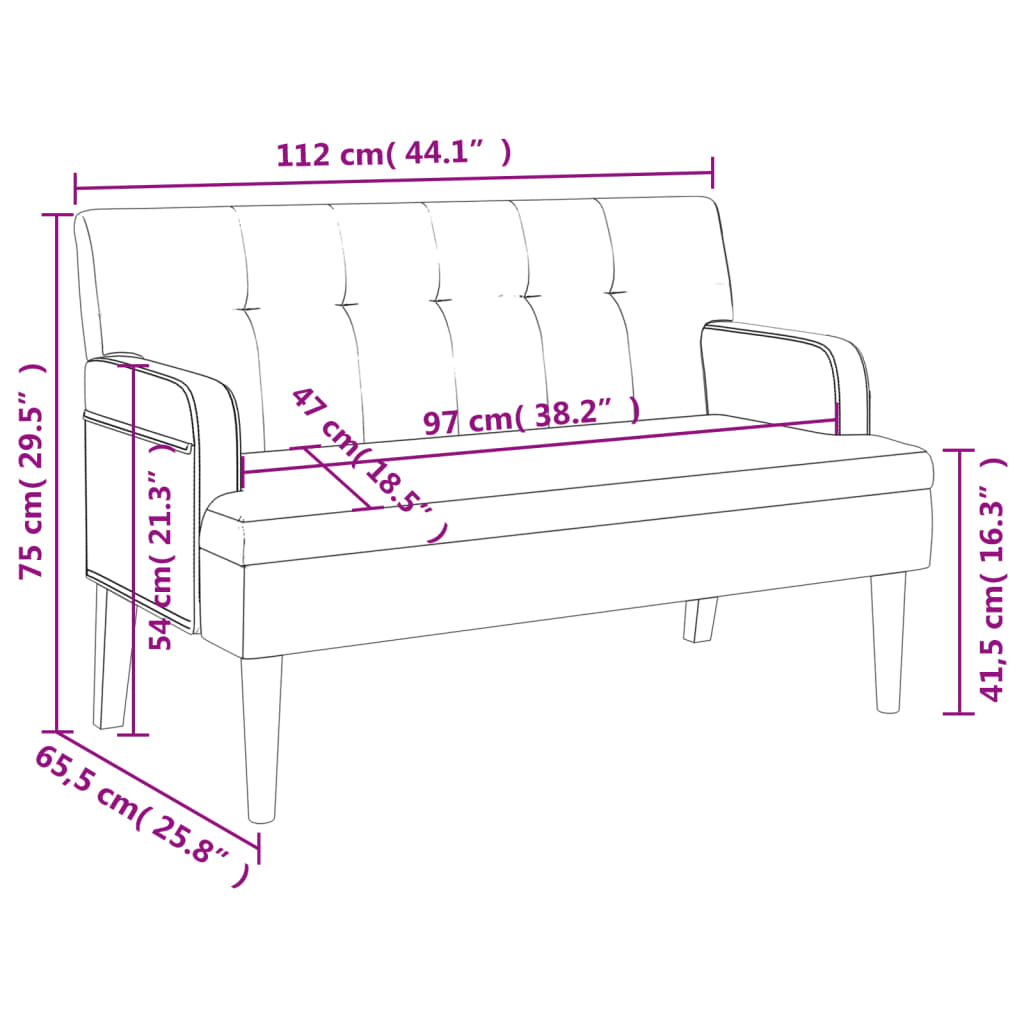 Bankje met rugleuning 112x65,5x75 cm kunstsuèdeleer bruin Bankjes | Creëer jouw Trendy Thuis | Gratis bezorgd & Retour | Trendy.nl