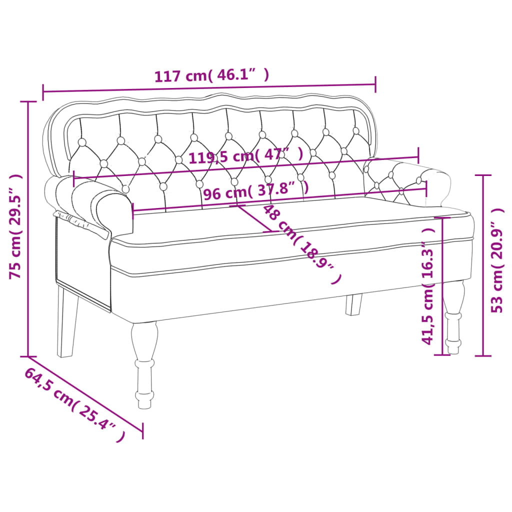 Bankje met rugleuning 119,5x64,5x75 cm fluweel zwart Bankjes | Creëer jouw Trendy Thuis | Gratis bezorgd & Retour | Trendy.nl