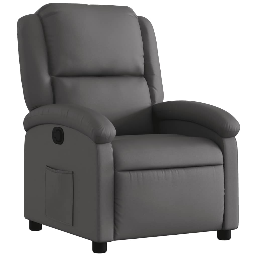 Fauteuil echt leer grijs