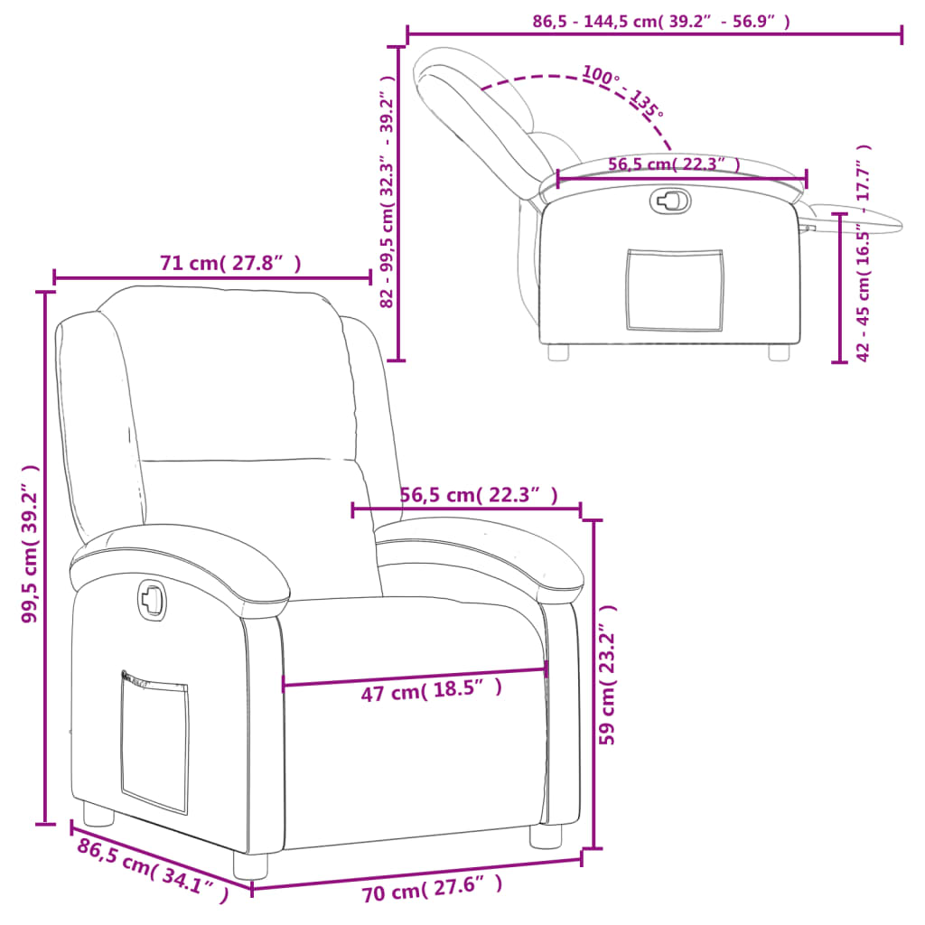 Fauteuil echt leer grijs