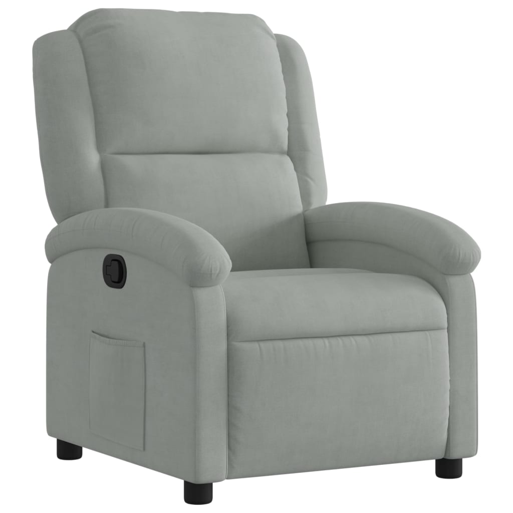 Fauteuil verstelbaar fluweel lichtgrijs Fauteuils & Relaxfauteuils | Creëer jouw Trendy Thuis | Gratis bezorgd & Retour | Trendy.nl