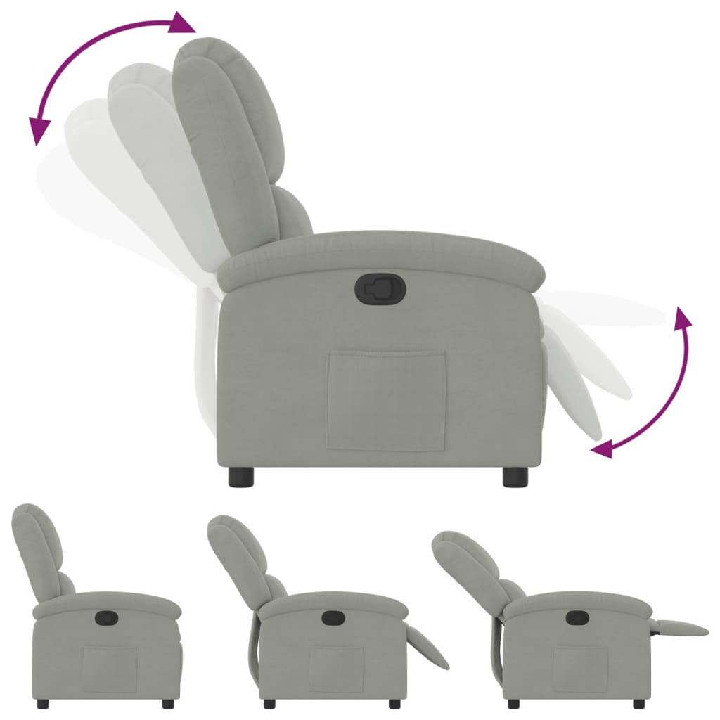 Fauteuil verstelbaar fluweel lichtgrijs Fauteuils & Relaxfauteuils | Creëer jouw Trendy Thuis | Gratis bezorgd & Retour | Trendy.nl