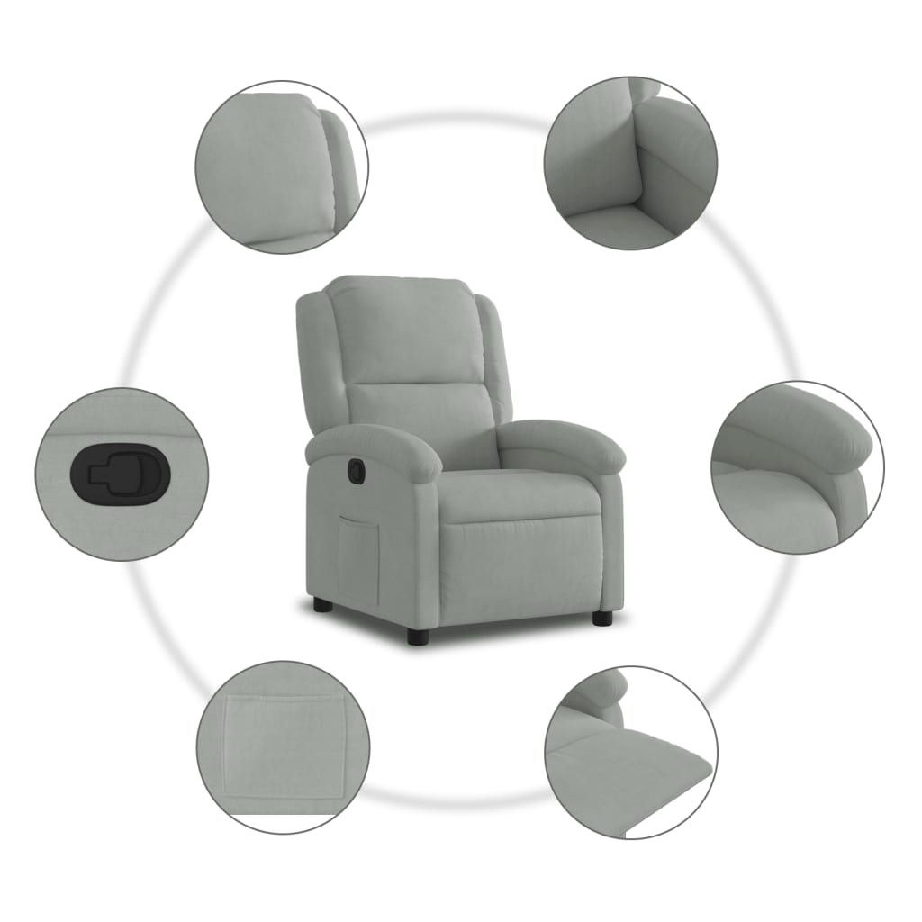 Fauteuil verstelbaar fluweel lichtgrijs Fauteuils & Relaxfauteuils | Creëer jouw Trendy Thuis | Gratis bezorgd & Retour | Trendy.nl