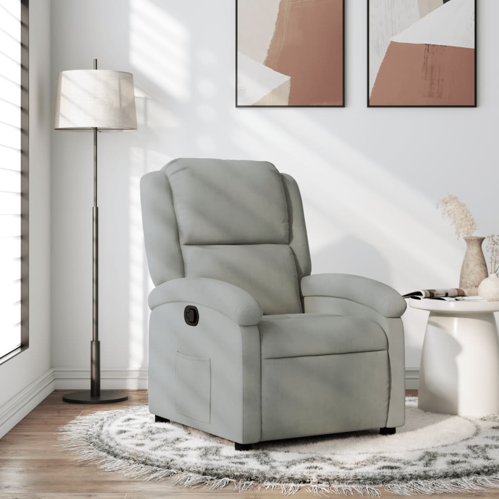 Fauteuil verstelbaar fluweel lichtgrijs Fauteuils & Relaxfauteuils | Creëer jouw Trendy Thuis | Gratis bezorgd & Retour | Trendy.nl