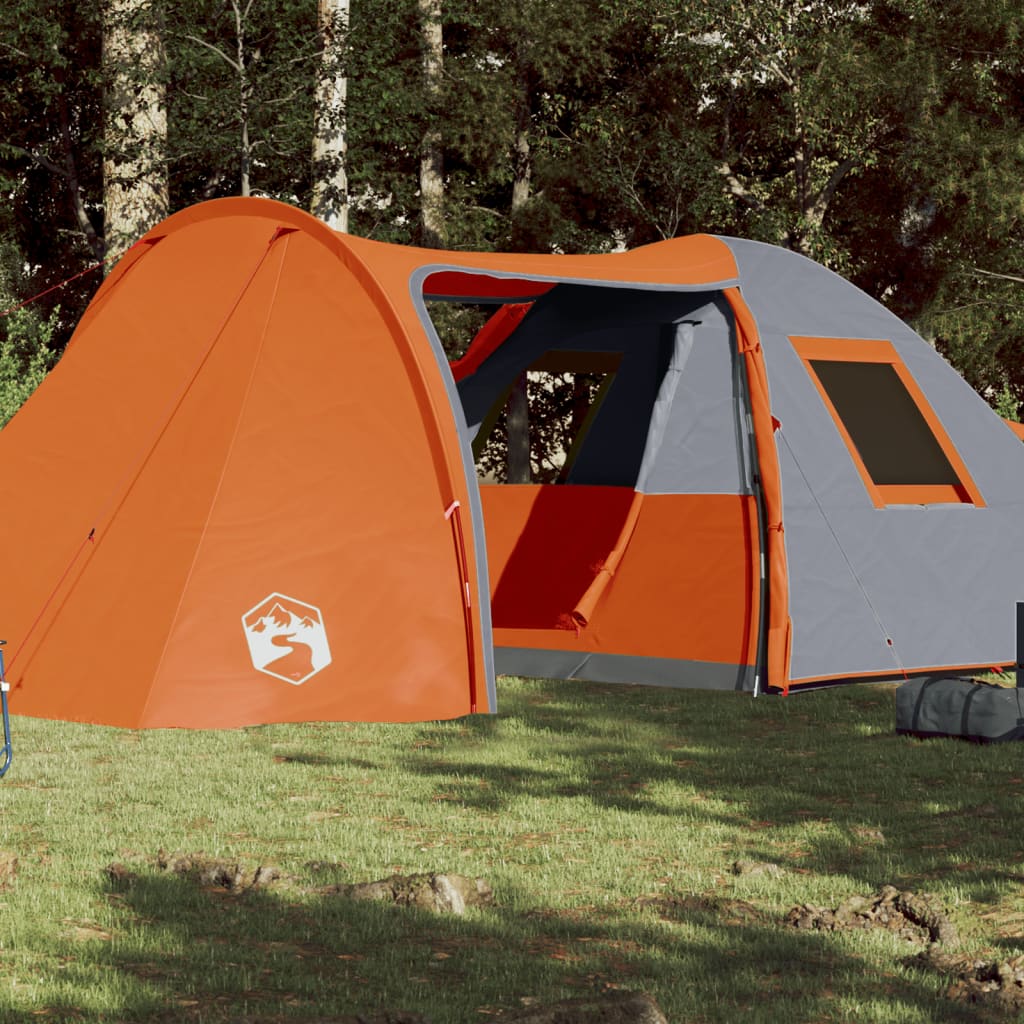 Tent 6-persoons 466x342x200 cm 185T taft grijs en oranje Tenten | Creëer jouw Trendy Thuis | Gratis bezorgd & Retour | Trendy.nl