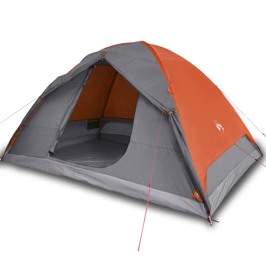 Tent 6-persoons 348x340x190 cm 190T taft grijs en oranje Tenten | Creëer jouw Trendy Thuis | Gratis bezorgd & Retour | Trendy.nl