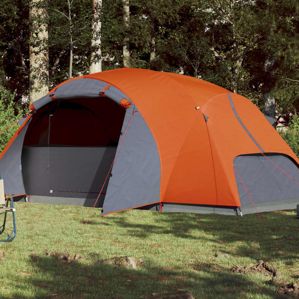 Tent 8-persoons 360x430x195 cm 190T taft grijs en oranje Tenten | Creëer jouw Trendy Thuis | Gratis bezorgd & Retour | Trendy.nl