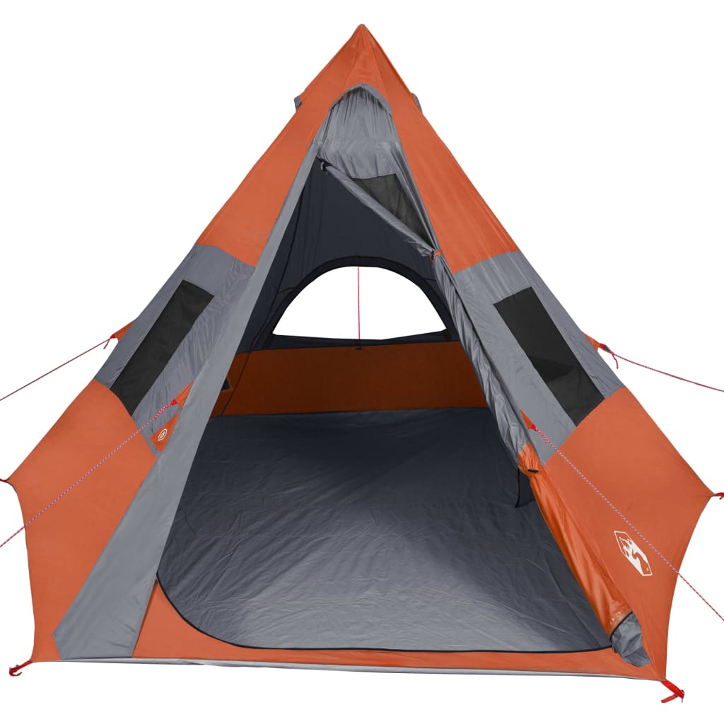 Tent 7-persoons 350x350x280 cm 185T taft grijs en oranje Tenten | Creëer jouw Trendy Thuis | Gratis bezorgd & Retour | Trendy.nl