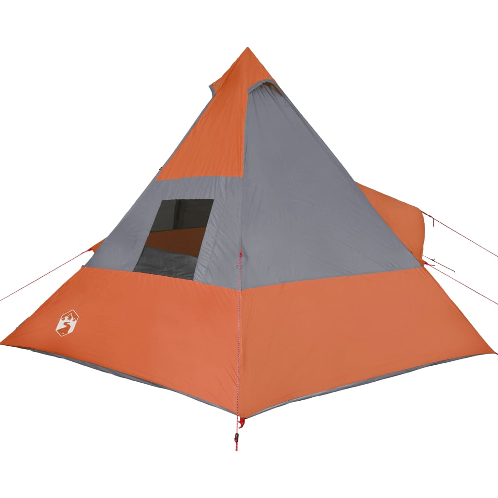 Tent 7-persoons 350x350x280 cm 185T taft grijs en oranje Tenten | Creëer jouw Trendy Thuis | Gratis bezorgd & Retour | Trendy.nl