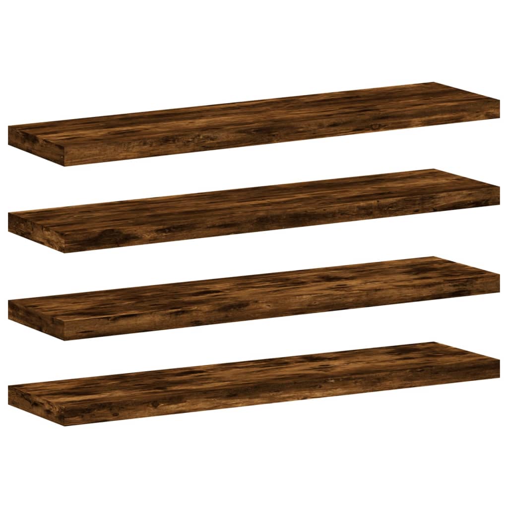 Wandschappen 4 st 40x10x1,5 cm bewerkt hout gerookt eikenkleur Boekenkasten & wandplanken | Creëer jouw Trendy Thuis | Gratis bezorgd & Retour | Trendy.nl