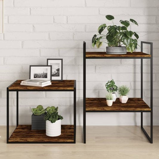 Wandschappen 4 st 40x40x1,5 cm bewerkt hout gerookt eikenkleur Boekenkasten & wandplanken | Creëer jouw Trendy Thuis | Gratis bezorgd & Retour | Trendy.nl