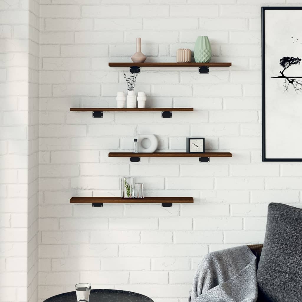 Wandschappen 4 st 60x10x1,5 cm bewerkt hout bruin eikenkleur Boekenkasten & wandplanken | Creëer jouw Trendy Thuis | Gratis bezorgd & Retour | Trendy.nl