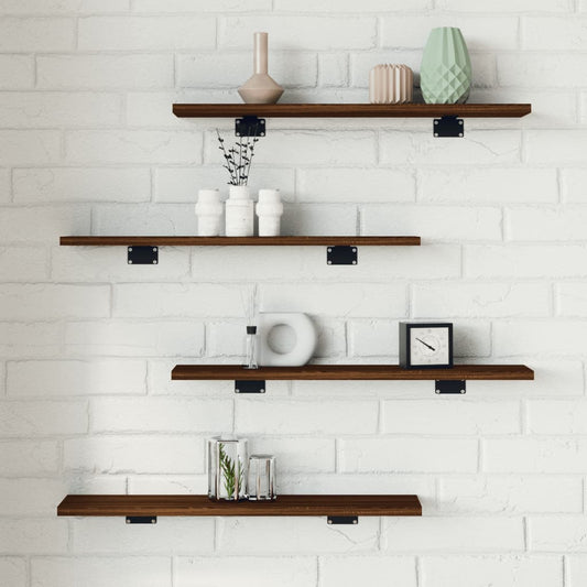 Wandschappen 4 st 60x10x1,5 cm bewerkt hout bruin eikenkleur Boekenkasten & wandplanken | Creëer jouw Trendy Thuis | Gratis bezorgd & Retour | Trendy.nl