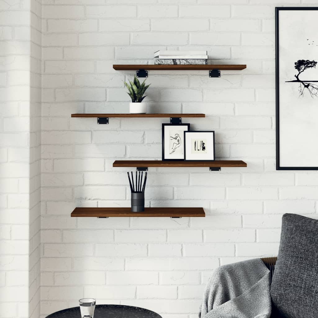 Wandschappen 4 st 60x20x1,5 cm bewerkt hout bruin eikenkleur Boekenkasten & wandplanken | Creëer jouw Trendy Thuis | Gratis bezorgd & Retour | Trendy.nl