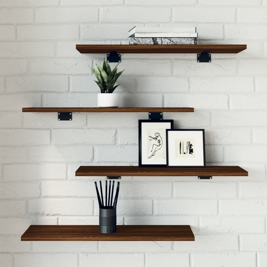 Wandschappen 4 st 60x20x1,5 cm bewerkt hout bruin eikenkleur Boekenkasten & wandplanken | Creëer jouw Trendy Thuis | Gratis bezorgd & Retour | Trendy.nl