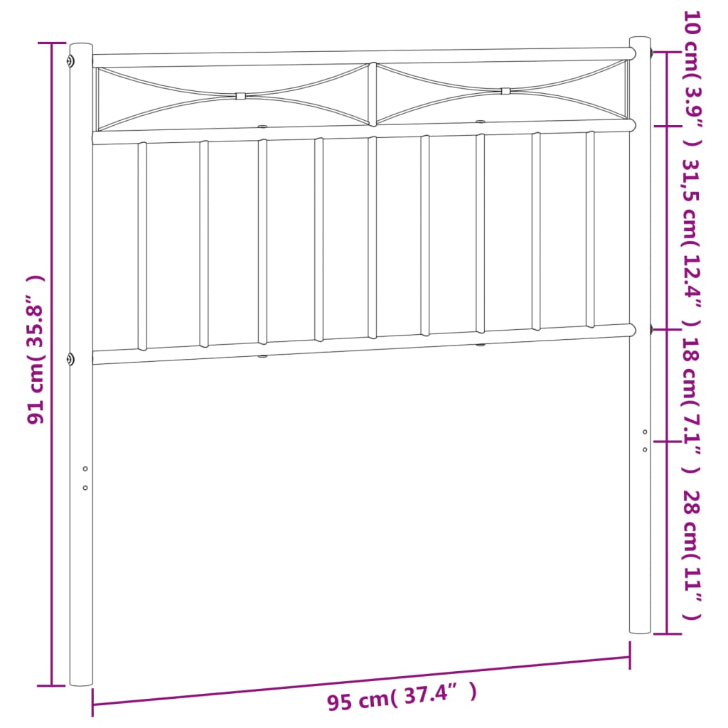 Hoofdbord 90 cm metaal zwart Hoofdborden en voetborden | Creëer jouw Trendy Thuis | Gratis bezorgd & Retour | Trendy.nl