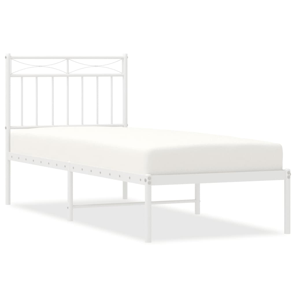 Bedframe met hoofdbord zonder matras metaal wit 75x190 cm