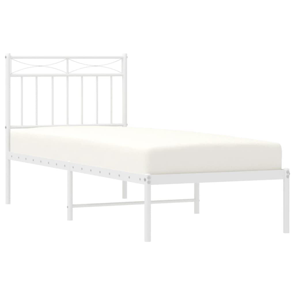 Bedframe met hoofdbord zonder matras metaal wit 75x190 cm