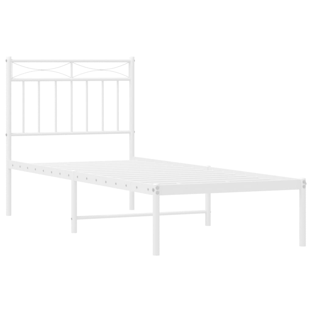 Bedframe met hoofdbord zonder matras metaal wit 75x190 cm