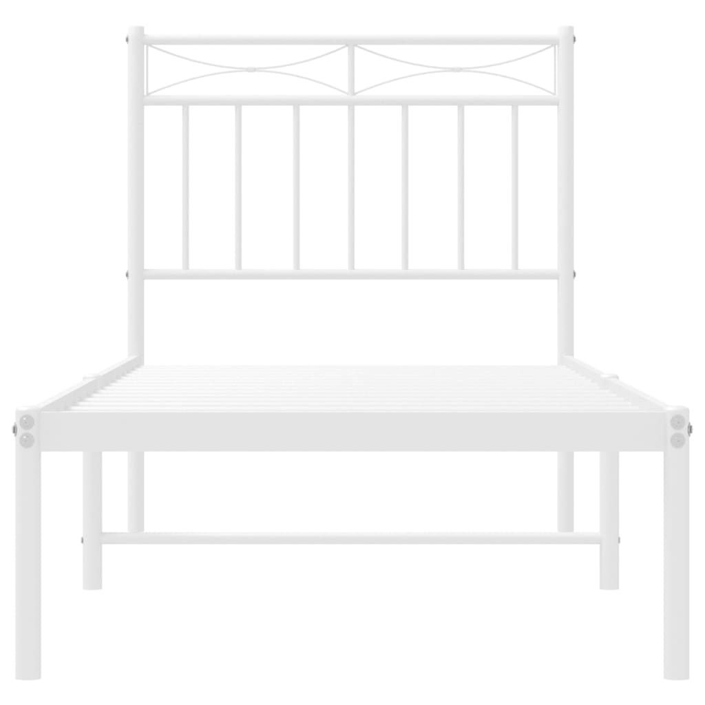 Bedframe met hoofdbord zonder matras metaal wit 75x190 cm