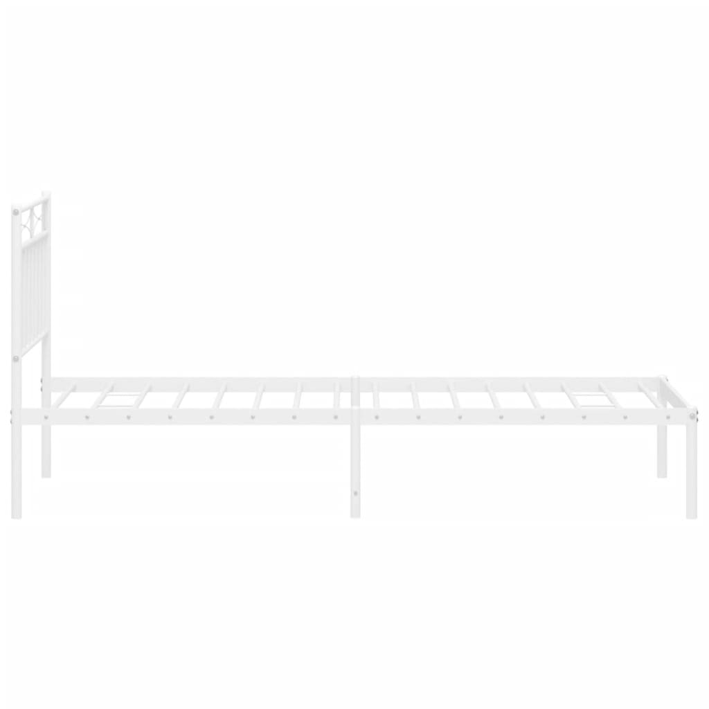 Bedframe met hoofdbord zonder matras metaal wit 75x190 cm