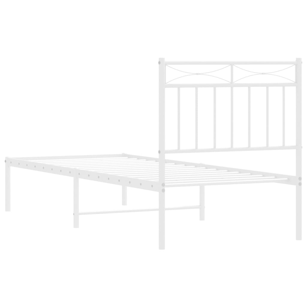 Bedframe met hoofdbord zonder matras metaal wit 75x190 cm