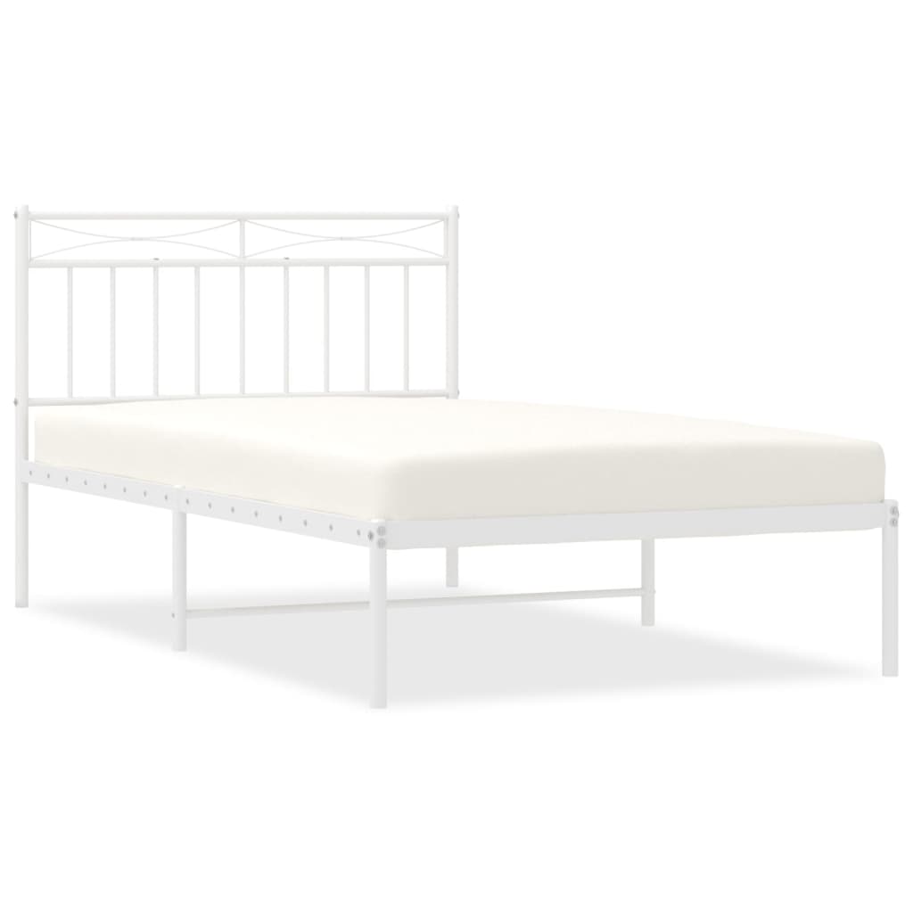 Bedframe met hoofdbord metaal wit 100x200 cm