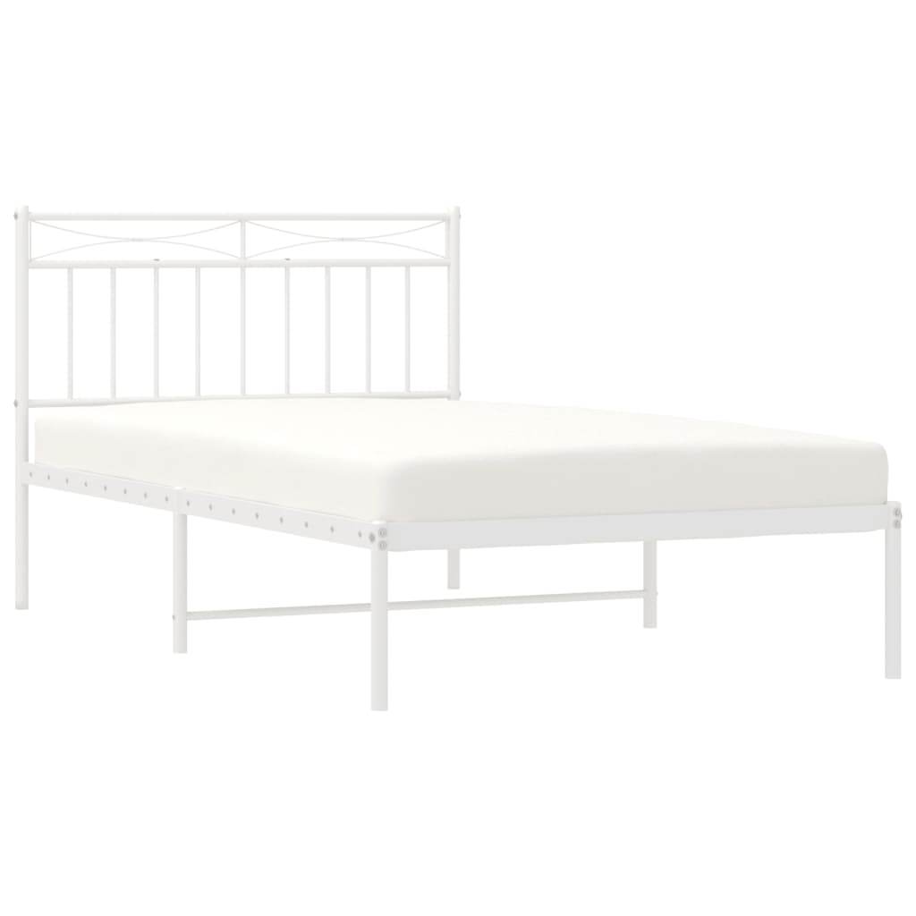 Bedframe met hoofdbord metaal wit 100x200 cm