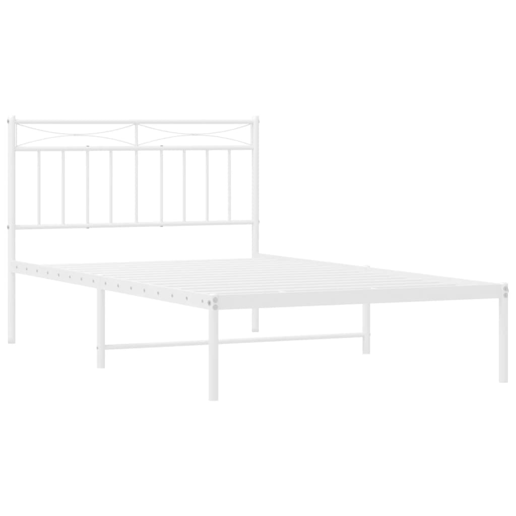 Bedframe met hoofdbord metaal wit 100x200 cm