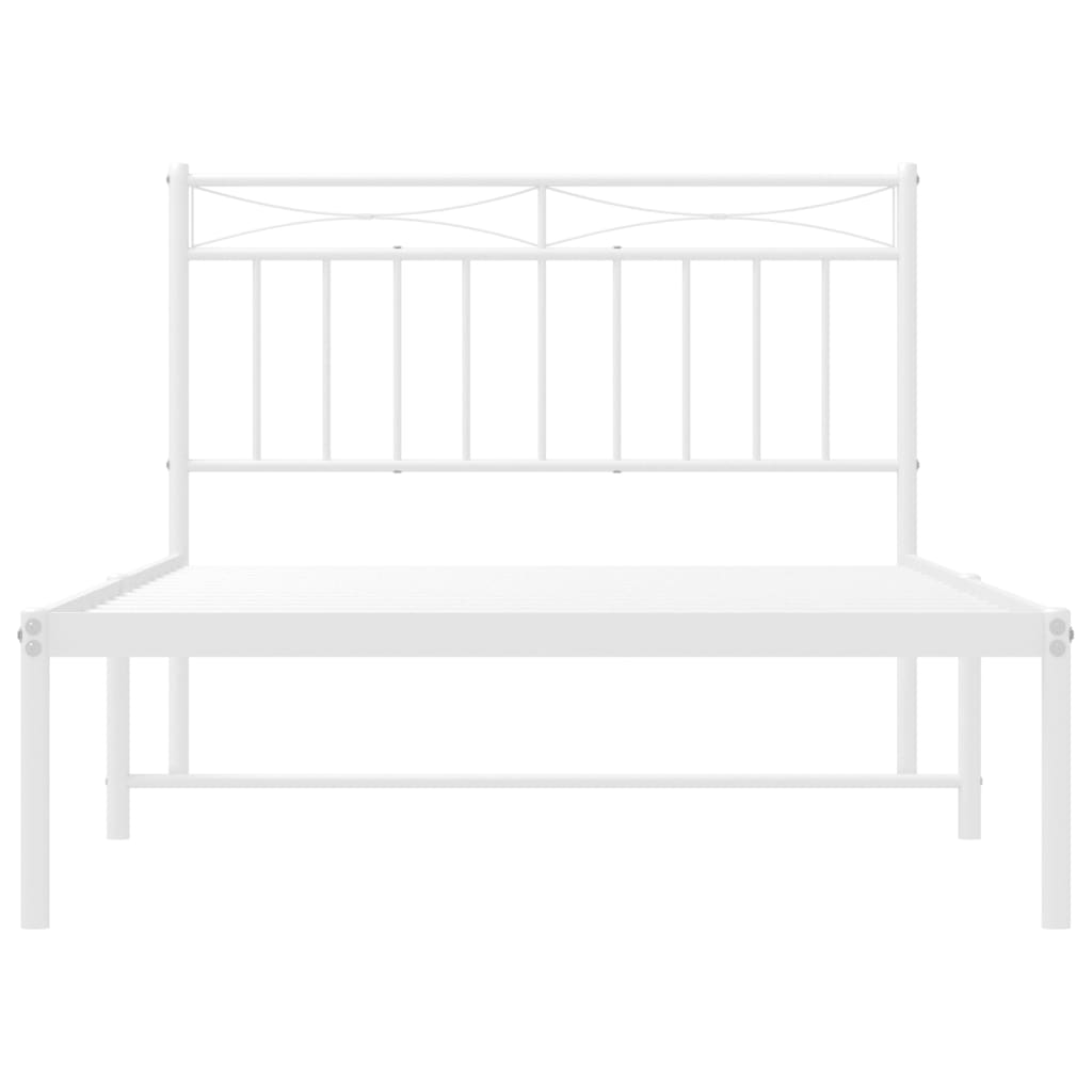 Bedframe met hoofdbord metaal wit 100x200 cm