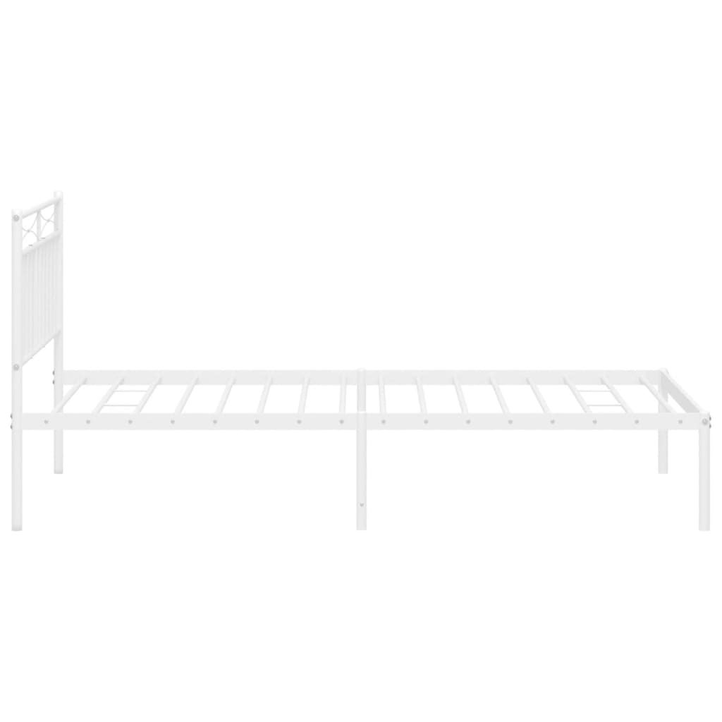 Bedframe met hoofdbord metaal wit 100x200 cm