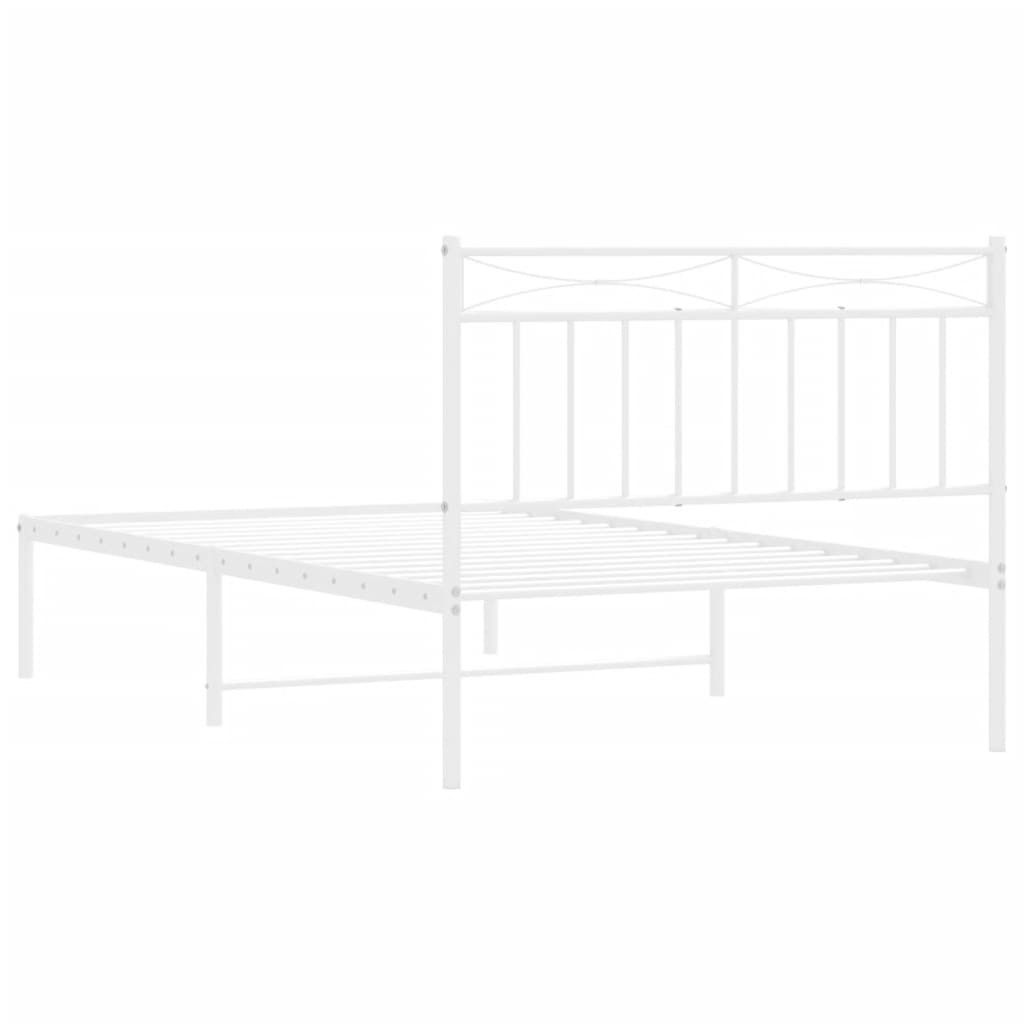 Bedframe met hoofdbord metaal wit 100x200 cm