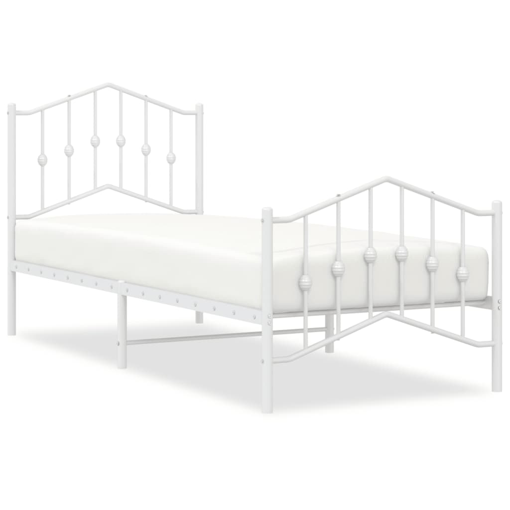 Bedframe met hoofd- en voeteneinde metaal wit 80x200 cm