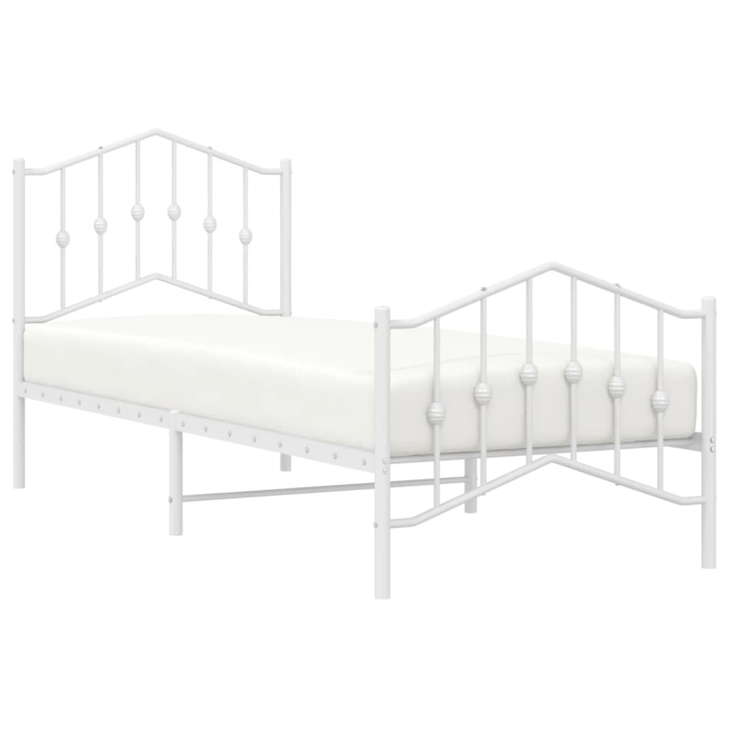 Bedframe met hoofd- en voeteneinde metaal wit 80x200 cm