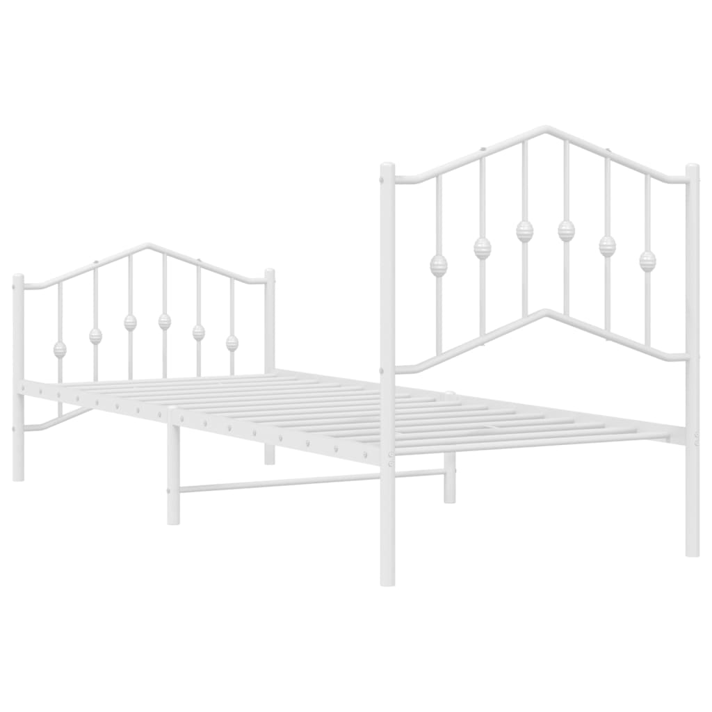 Bedframe met hoofd- en voeteneinde metaal wit 80x200 cm