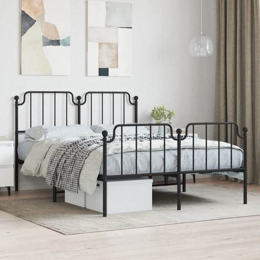 Bedframe met hoofd- en voeteneinde metaal zwart 150x200 cm