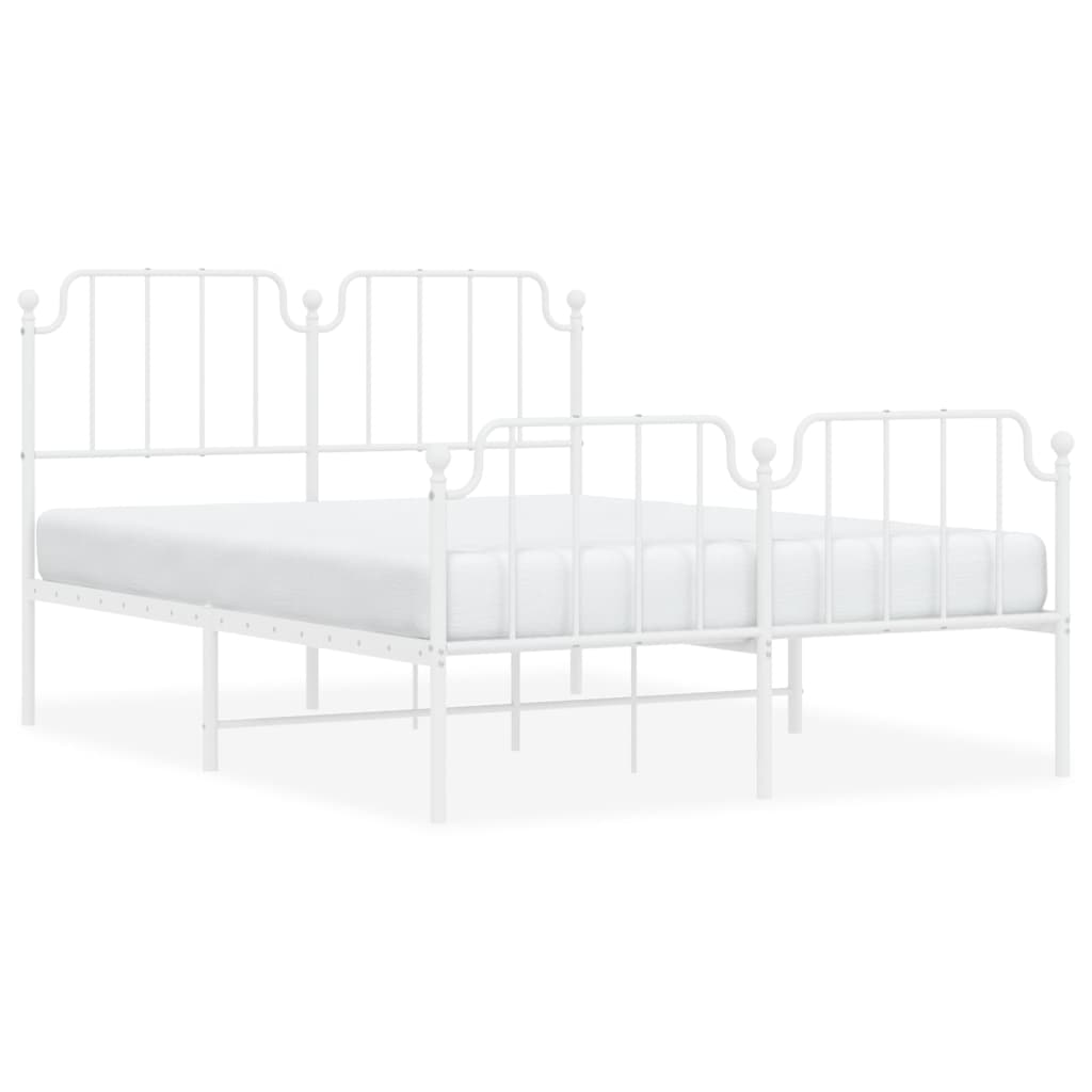 Bedframe met hoofd- en voeteneinde metaal wit 140x190 cm Bedden & bedframes | Creëer jouw Trendy Thuis | Gratis bezorgd & Retour | Trendy.nl