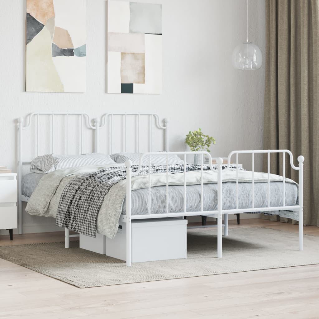 Bedframe met hoofd- en voeteneinde metaal wit 140x190 cm Bedden & bedframes | Creëer jouw Trendy Thuis | Gratis bezorgd & Retour | Trendy.nl