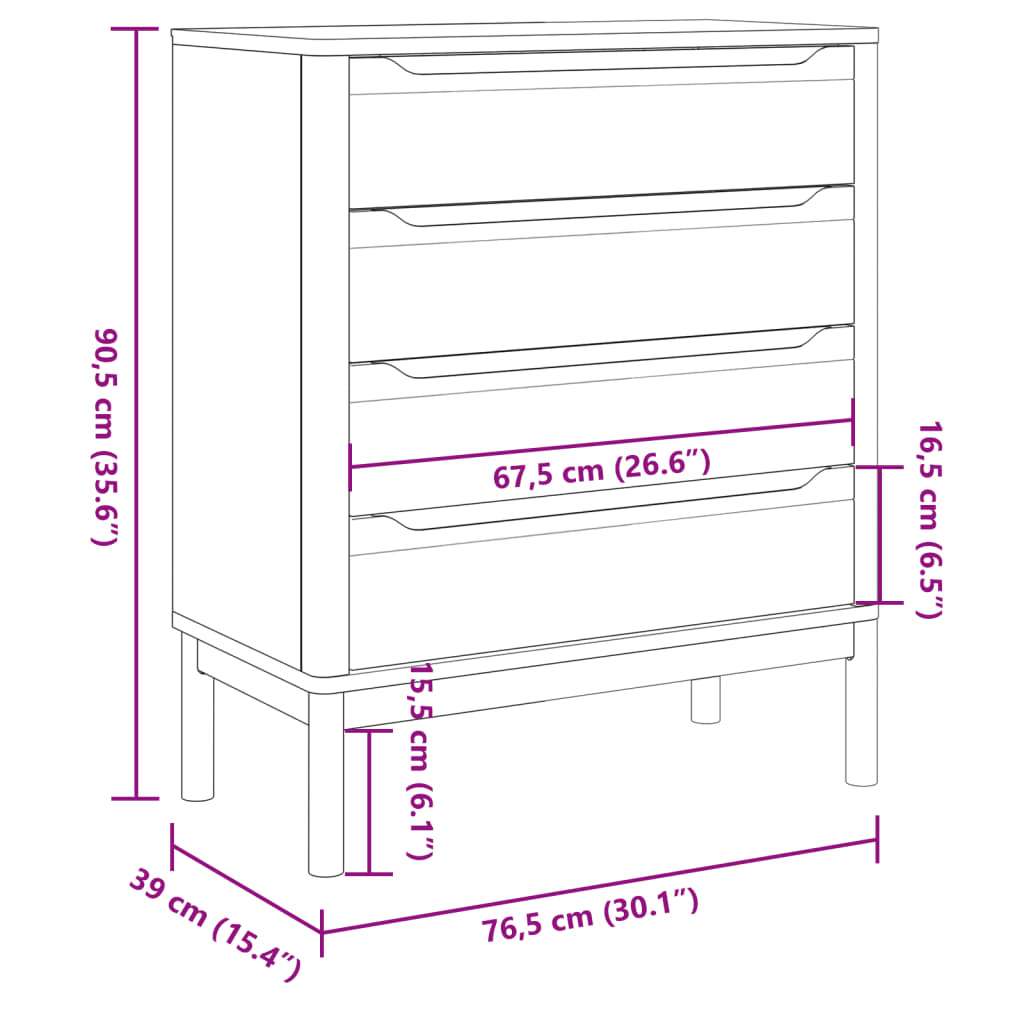 Ladekast FLORO massief grenenhout wasbruin Commodes & ladekasten | Creëer jouw Trendy Thuis | Gratis bezorgd & Retour | Trendy.nl